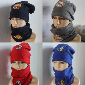 Комплект шал и шапка за мъже, жени и деца на Челси, Интер, Барселона, Реал Мадрид, Байерн Мюнхен, Милан 