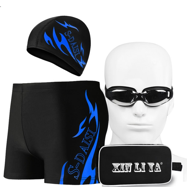 Плувен комплект - бански, очила, тапи за уши, щипка за нос и шапка - в несесер