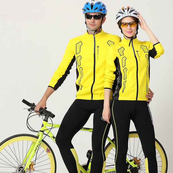 Ανδρικά και γυναικεία σύνολα 2 μερών για ποδηλασία - κίτρινο και μαύρο