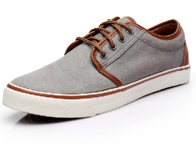 Мъжки модерни обувки с повърхност от микрофибърна кожа - два топ модела - сив и бежов