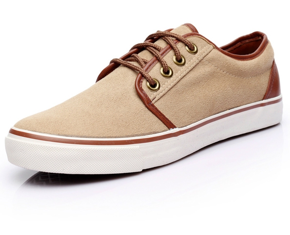 Μοντέρνα παπούτσια των ανδρών με επιφάνεια από φυσικό δέρμα μικροϊνών - Δύο κορυφαίο μοντέλο - γκρι και μπεζ