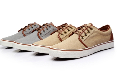 Мъжки модерни обувки с повърхност от микрофибърна кожа - два топ модела - сив и бежов