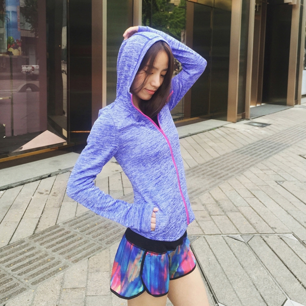 Дамски спортен суитчър с качулка - бял, розов, зелен, лилав - пролет, лято и есен