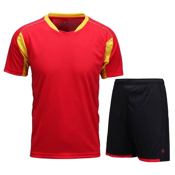 Мъжки комплект за футбол - тениска с къс и дълъг ръкав с къси панталони - червен, син, зелен, бял