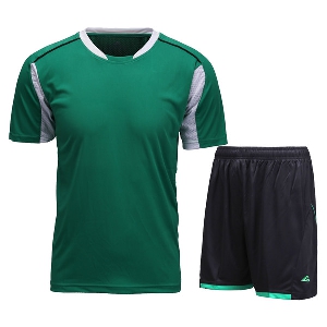 Мъжки комплект за футбол - тениска с къс и дълъг ръкав с къси панталони - червен, син, зелен, бял