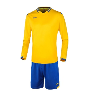 Футболни екипи от тениска с къс или дълъг ръкав и къси панталони - син, жълт, розов, червен, зелен