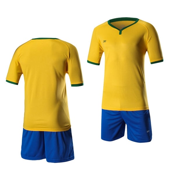 Мъжки футболен тренировъчен комплект от тениска с къс ръкав и панталони в оранжев, бял, червен, син и жълт цвят