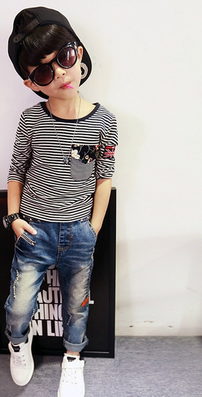 Παιδικό  ανοιξηάτικο ριγέ T-shirt σε δύο σχέδια