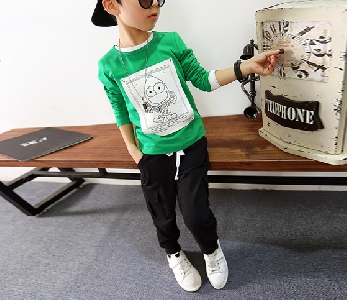 Παιδικά ανοιξιάτικα μπλουζάκια με κινούμενες εικόνες σε πράσινο, μπλε και μαύρο χρώμα
