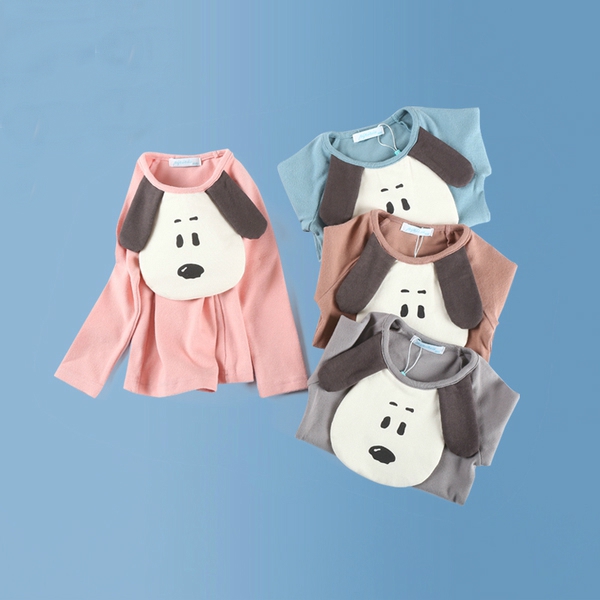Детска пролетна блуза `кученце` - сив, розов, син и кафяв модел