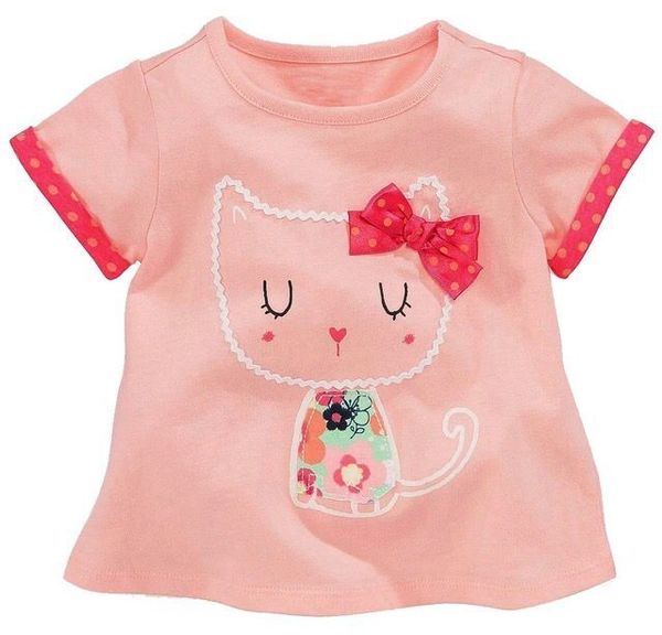 Детски летни тениски с къс ръкав за момченца и момиченца и топ модели с динозавър, коте, прасчо, слонче