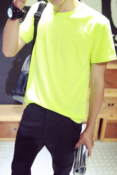 Памучни мъжки тениски с плътен цвят - 12 модела