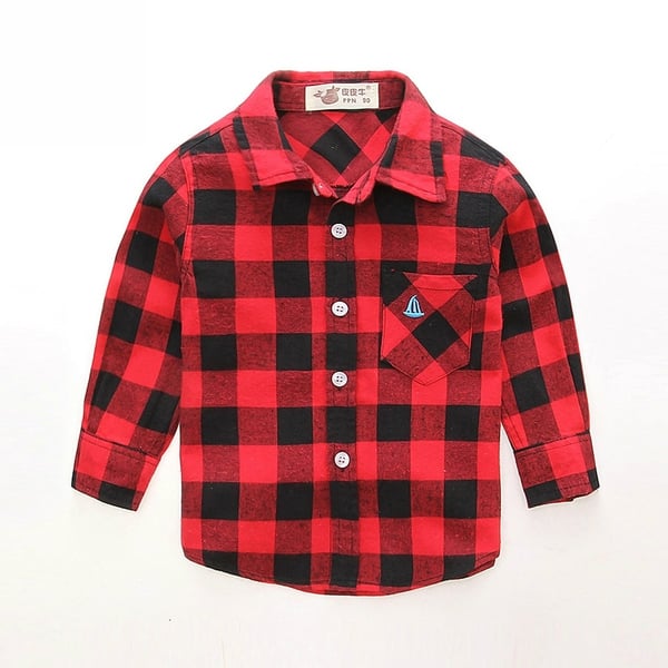 Παιδικό ανοιξηάτικο πουκάμισο σε μαύρο και άσπρο και μαύρο και κόκκινο χρώμα