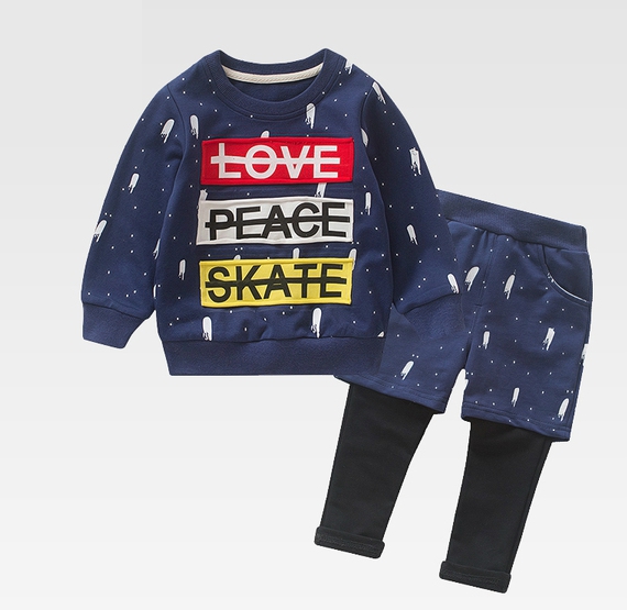 Παιδικό ελαστικό σετ μπλούζας με μακριά μανίκια και παντελόνι με κορδόνι - κόκκινο, μπλε, γκρι