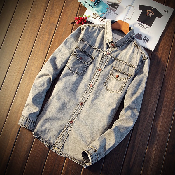 Мъжки ризи от деним с дълъг ръкав -  10 модела 