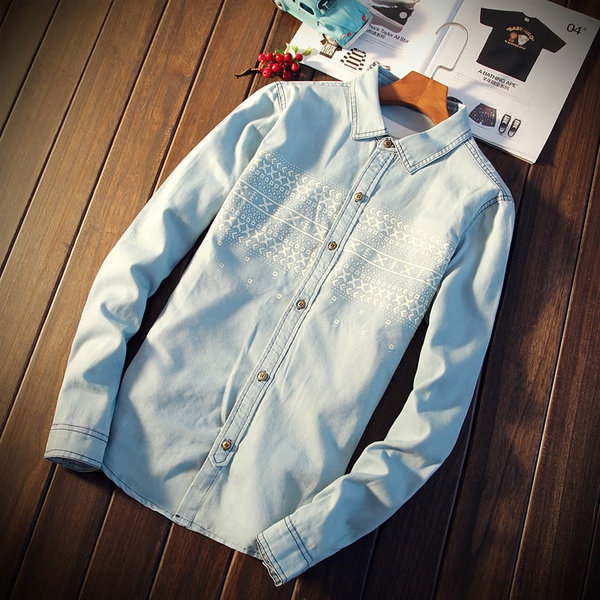 Мъжки ризи от деним с дълъг ръкав -  10 модела 