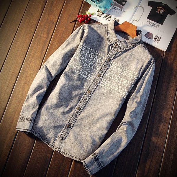 Мъжки ризи от деним с дълъг ръкав -  10 модела 