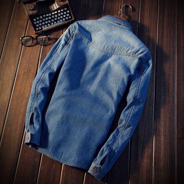 Мъжки ризи от деним с дълъг ръкав -  10 модела 