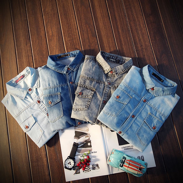 Мъжки ризи от деним с дълъг ръкав -  10 модела 