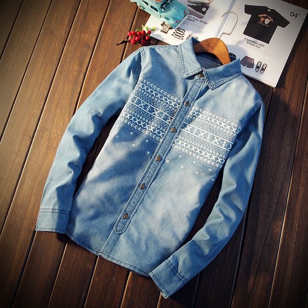 Мъжки ризи от деним с дълъг ръкав -  10 модела 