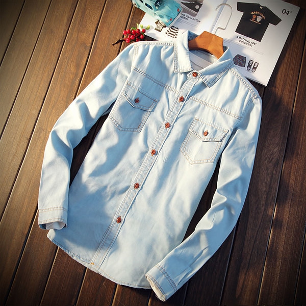 Мъжки ризи от деним с дълъг ръкав -  10 модела 