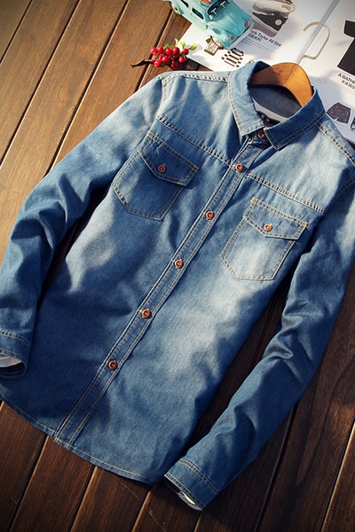 Мъжки ризи от деним с дълъг ръкав -  10 модела 