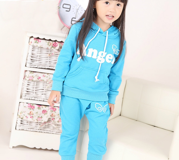 Κορυφαία μοντέλα παιδικών κοστουμιών με κουκούλα και παντελόνι - γαλάζιο και μπλε - Angel Wings