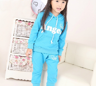 Κορυφαία μοντέλα παιδικών κοστουμιών με κουκούλα και παντελόνι - γαλάζιο και μπλε - Angel Wings