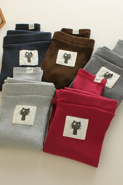 Памучен клин - SLIM модел с щампа на джоба - котка