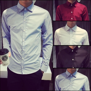 Стилни мъжки ризи с дълъг ръкав и плътен цвят - 5 модела