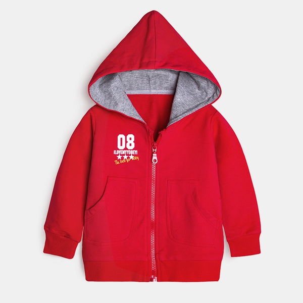 Детски суитчър с качулка в три цвята - червен, син и зелен