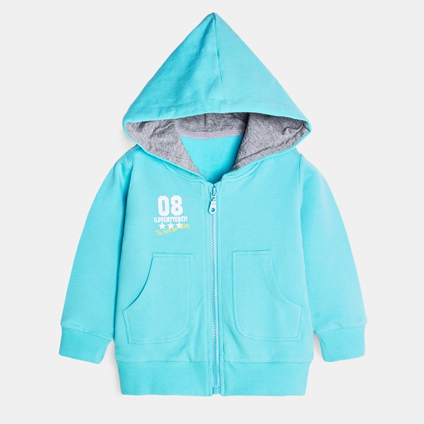 Детски суитчър с качулка в три цвята - червен, син и зелен