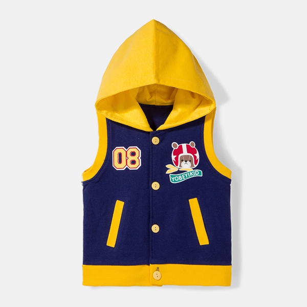 Детска пролетна жилетка с качулка - за момичета и момчета - в три модела - тъмносин, жълт, розов