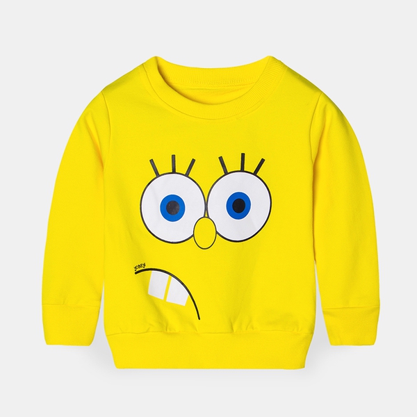Детски пролетни тениски с дълги ръкави с анимации - жълта, синя, розова - за момчета и момичета