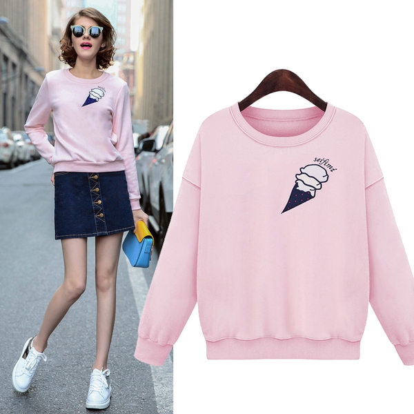 Дамска розова блуза с апликация сладолед