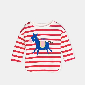 Детска раирана тениска с конче за момичета