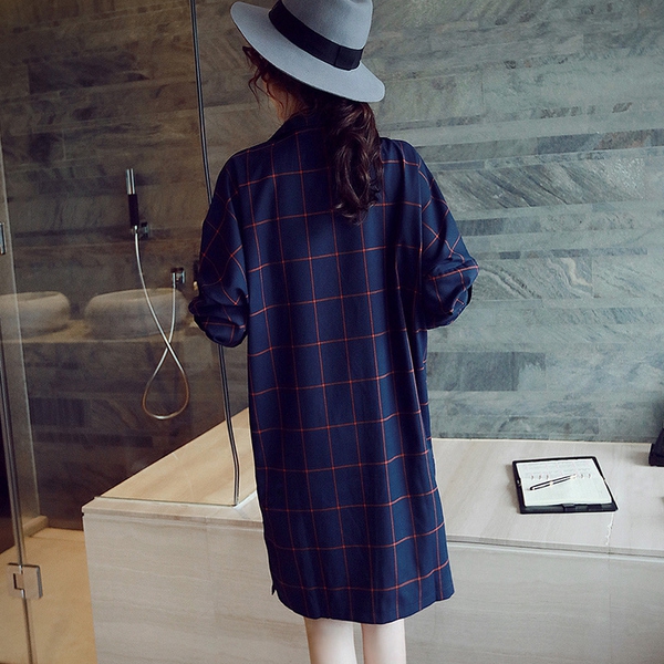 Γυναικείο   σακάκι  μακρύ - με καρό πράσινο