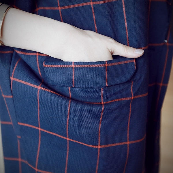 Γυναικείο   σακάκι  μακρύ - με καρό πράσινο