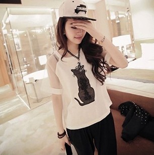 Μπλούζες με κοντό μανίκι -a μαύρο και άσπρο