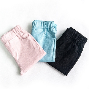 Детски слим панталони за момичета в три цвята - син, розов и черен