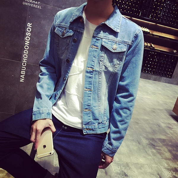 Λεπτά ανδρικά   τζιν μπουφάν  για την άνοιξη - 3 μοντέλα