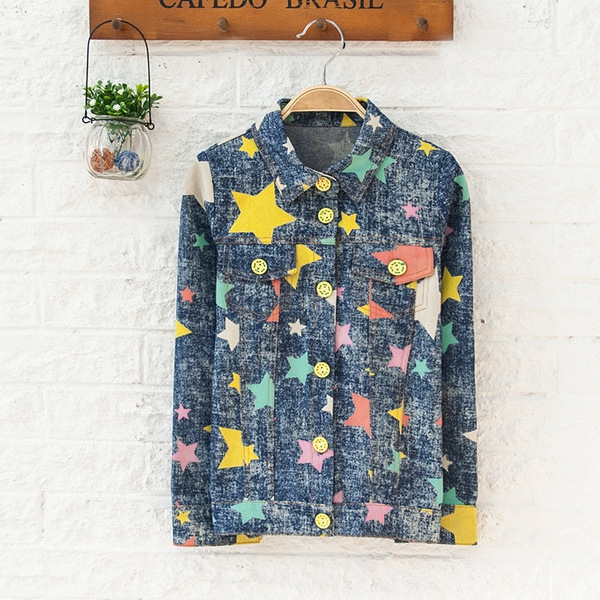 Παιδικό τζιν  μπουφάν για  κορίτσια για την άνοιξη και το φθινόπωρο  - μοντέρνο και κομψή