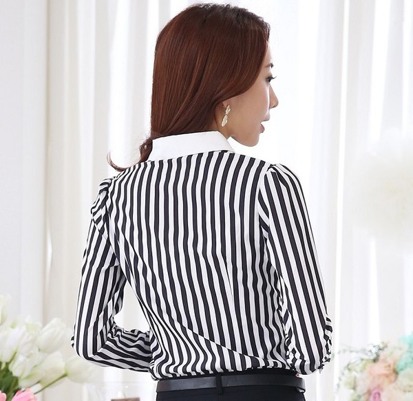 Κυρίες κομψό πουκάμισο λευκό με μαύρο