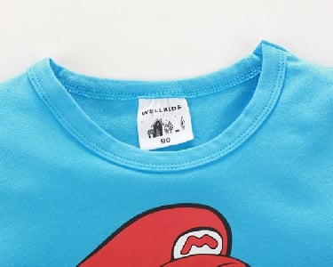 Παιδικό μπλουζάκη με μακρύ μανίκι T-shirt Super Mario σε μπλε, κίτρινο, κόκκινο και πράσινο χρώμα