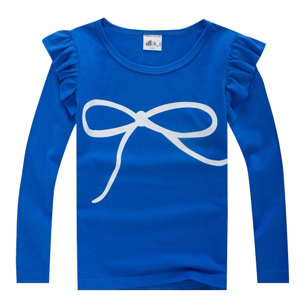 Детска пролетна модерна тениска с дълги ръкави за момичета - лилава, жълта, розова, синя