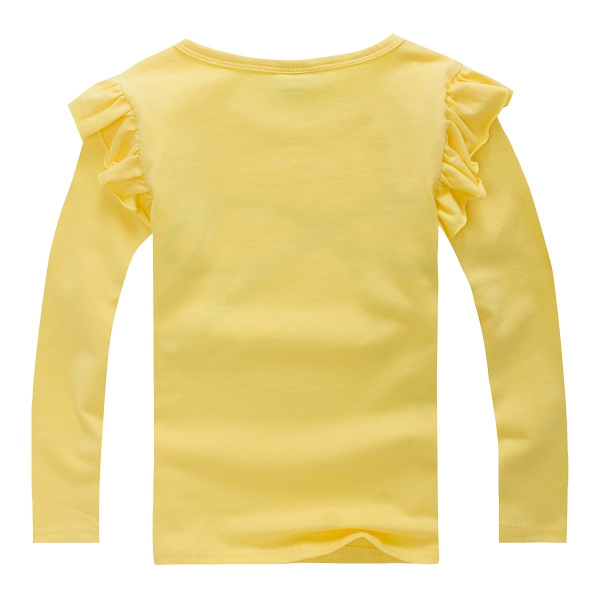 Детска пролетна модерна тениска с дълги ръкави за момичета - лилава, жълта, розова, синя