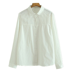 Модерна дамска риза в бял цвят - 2 модела яки