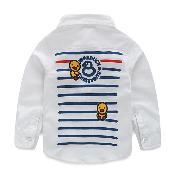 Παιδικό όμορφο πουκάμισο για την άνοιξη σε λευκό χρώμα με σχέδια για αγόρια