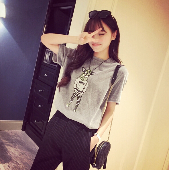 Άνοιξη μπλούζα με στάμπα - Λευκό, Μαύρο και Γκρι