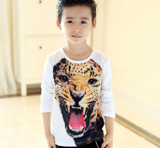 Παιδικό T-shirt με κινούμενο Leo - μαύρο και άσπρο